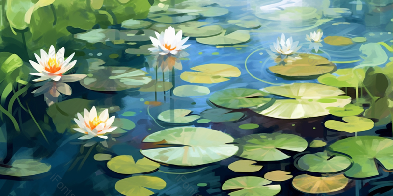 夏天夏季夏至时节池塘里绿色的荷叶白色的荷花着绽放中国风海报背景插画,插画/手绘图,插画/手绘图库,插画/手绘图下载,插画/手绘